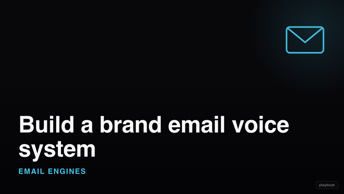 Build a brand email voice system (voice spec, annotated references, strategy memo, anti-hallucination protocol)
