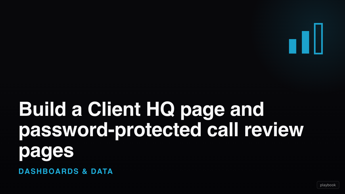 Build a Client HQ page and password-protected call review pages