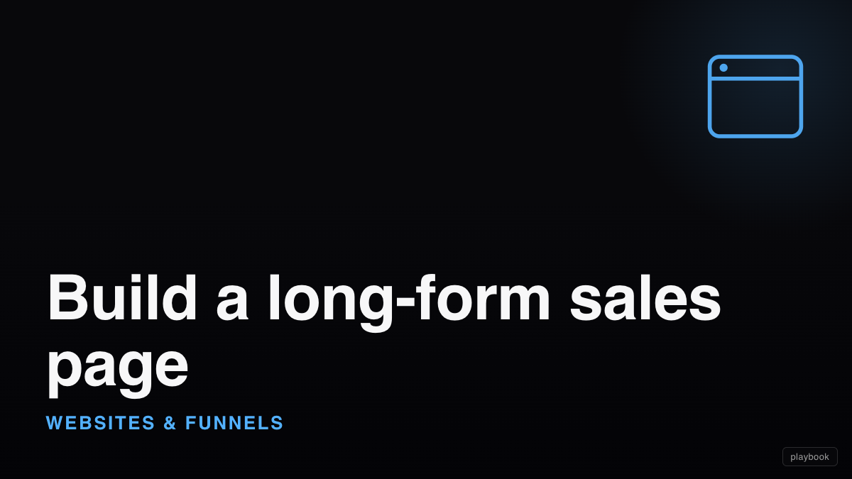 Build a long-form sales page (14 sections, every CTA bound to one booking URL)