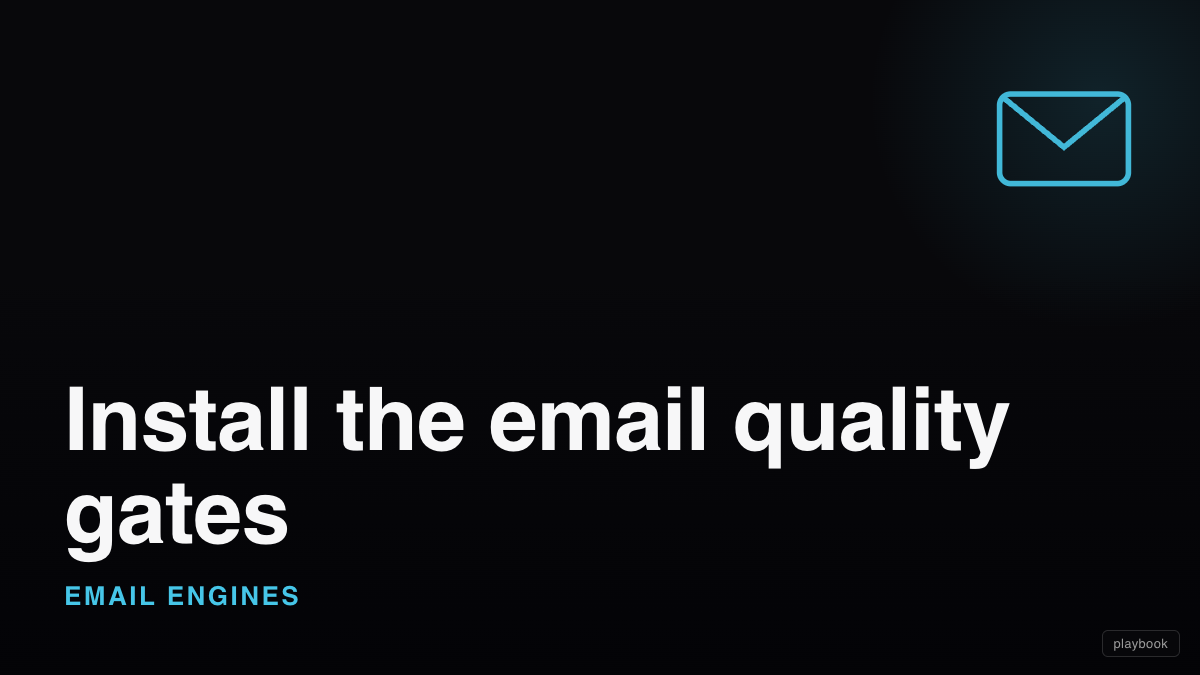 Install the email quality gates (draft gate, angle ledger, link law, rhythm check, structure)