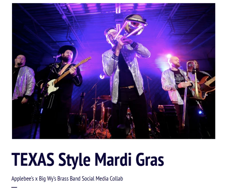 TEXAS Style Mardi Gras: Applebee's x Big Wy's Brass Band Social Media Collab