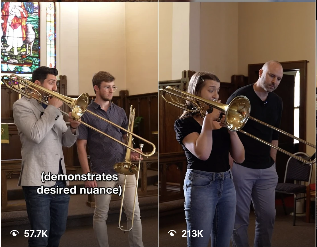 Two lesson clips, 57.7K and 213K views